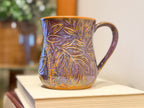Purple Floral Carved Mug - Handmade Ceramics