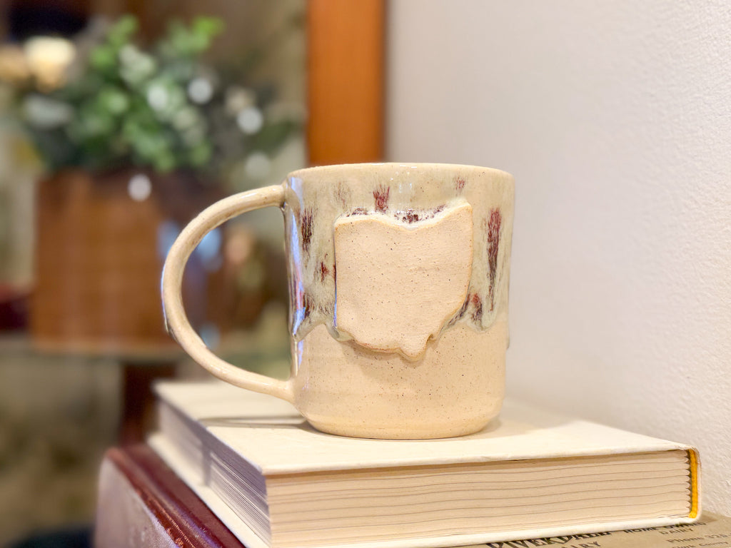 Red and White Ohio Mug - Handmade Ceramics